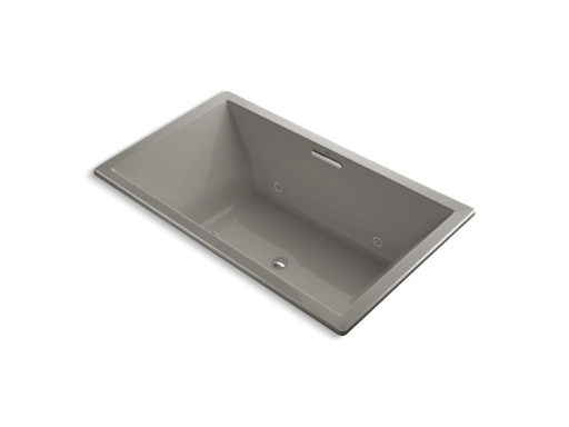 Underscore® Rectangle 72" x 42" drop-in VibrAcoustic® + BubbleMassage™ Air Bath with Bask™ heated surface and chromatherapy and center drain, Cashmere