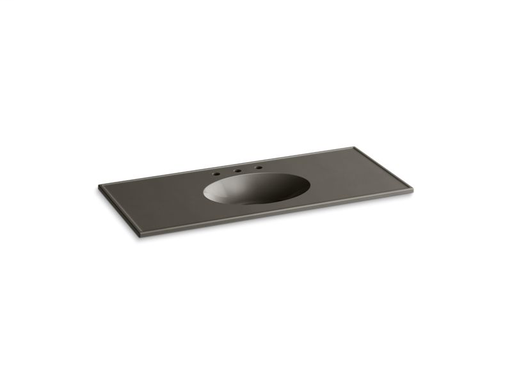 Ceramic/Impressions® 49" oval vanity-top bathroom sink with 8" centerset faucet holes, Cashmere Impressions