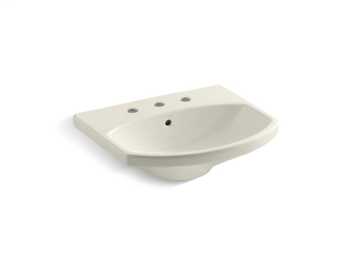 Cimarron® bathroom sink with 8" widespread faucet holes, Biscuit