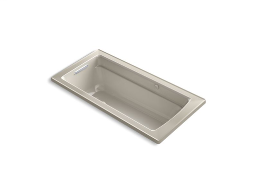 Archer® 66" x 32" drop-in BubbleMassage™ Air Bath with Bask® heated surface and reversible drain, Sandbar