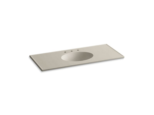 Ceramic/Impressions® 49" oval vanity-top bathroom sink with 8" centerset faucet holes, Sandbar Impressions
