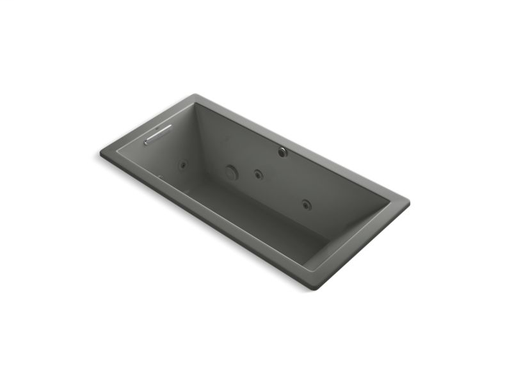 Underscore® Rectangle 66" x 32" drop-in whirlpool with heater without jet trim, Thunder Grey