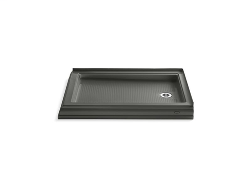 Memoirs® 48" x 34" double threshold right-hand drain shower base, Thunder Grey