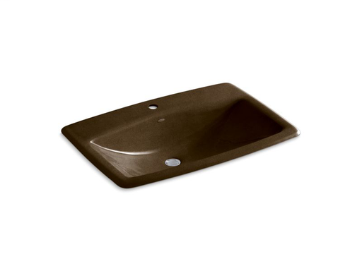 Man's Lav™ drop-in bathroom sink with single faucet hole, Black 'n Tan