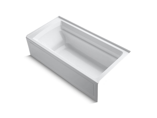 Archer® 72" x 36" alcove bath with Bask® heated surface, integral apron and right-hand drain, White