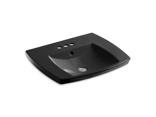 Kelston® drop-in bathroom sink with 4" centerset faucet holes, Black Black