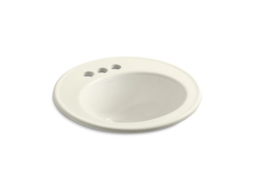 Brookline® 19" diameter drop-in bathroom sink with 4" centerset faucet holes, Biscuit