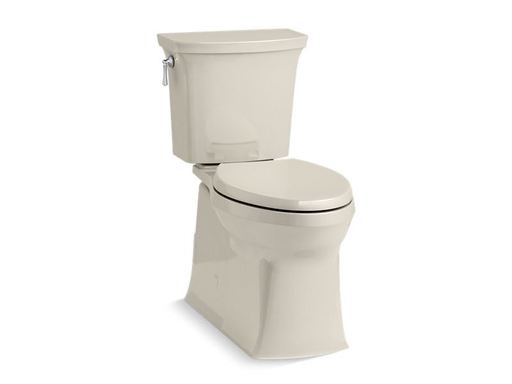 Corbelle® Comfort Height® two-piece elongated 1.28 gpf toilet with skirted trapway and Revolution 360™ swirl flushing technology and left-hand trip lever, seat not included, Sandbar