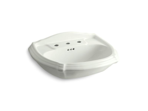 Portrait® pedestal bathroom sink basin with 8" widespread faucet holes, Dune
