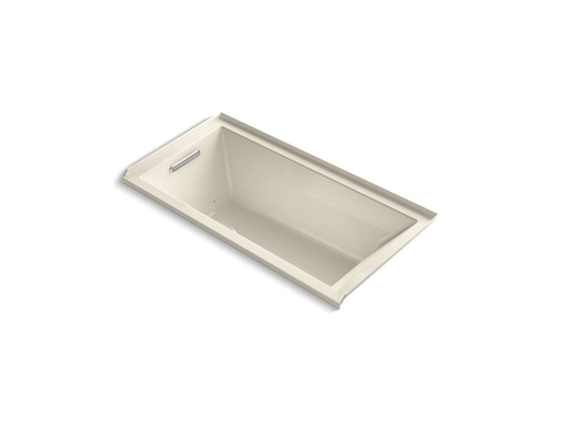Underscore® Rectangle 60" x 30" alcove BubbleMassage™ Air Bath with Bask® heated surface and left-hand drain, Almond