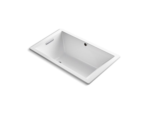 Underscore® Rectangle 60" x 36" drop-in bath with Bask® heated surface and end drain, White