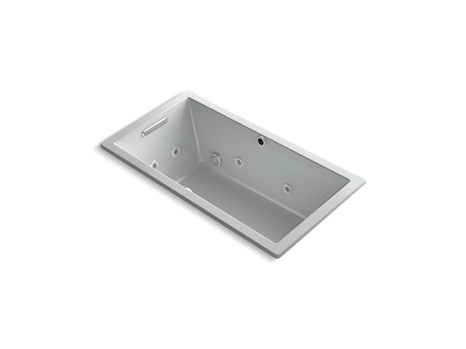 Underscore® Rectangle 60" x 32" drop-in whirlpool + BubbleMassage™ Air Bath, Ice™ Grey
