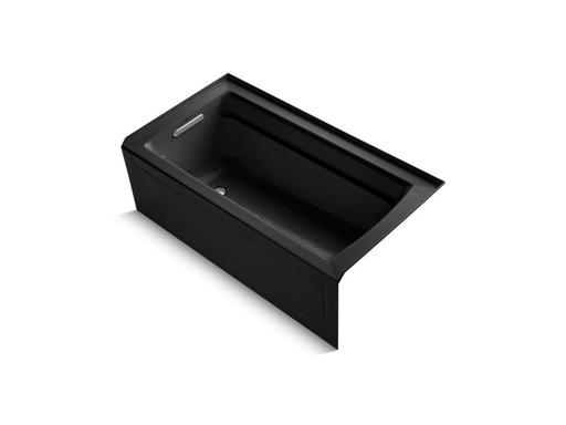 Archer® 60" x 32" alcove BubbleMassage™ Air Bath with integral apron and left-hand drain, Black Black