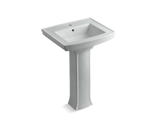 Archer® pedestal bathroom sink with single faucet hole, Ice™ Grey