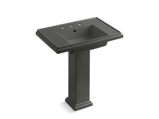 Tresham® 30" pedestal bathroom sink with 8" widespread faucet holes, Thunder Grey