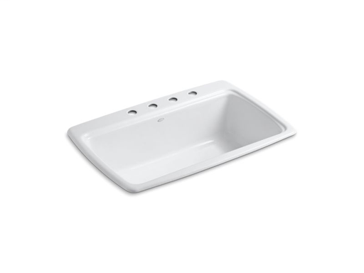 Cape Dory® 33" x 22" x 9-5/8" top-mount single-bowl kitchen sink with 4 faucet holes, White