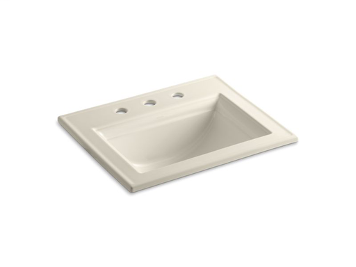 Memoirs® Stately drop-in bathroom sink with 8" widespread faucet holes, Almond