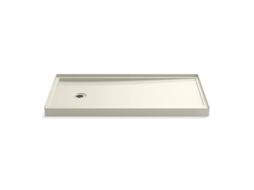 Rely® 60" x 30" single-threshold shower base with left-hand drain, Biscuit