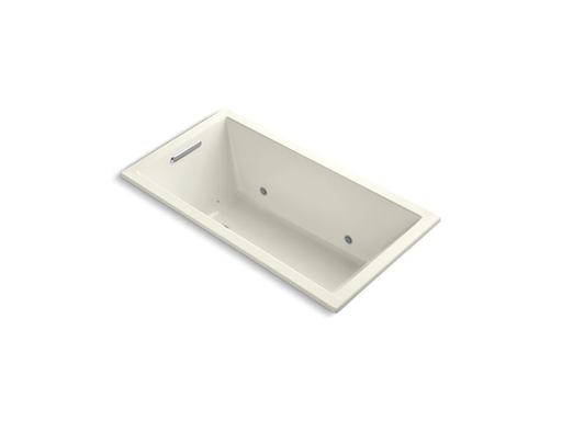 Underscore® Rectangle 60" x 32" drop-in VibrAcoustic® + BubbleMassage™ Air Bath with Bask™ heated surface and chromatherapy, Biscuit