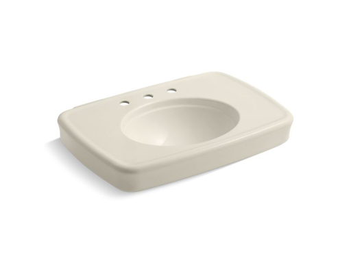 Bancroft® 30" bathroom sink with 8" widespread faucet holes, Almond