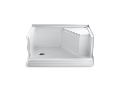 Memoirs® 48" x 36" single threshold left-hand drain shower base with integral seat at right, White