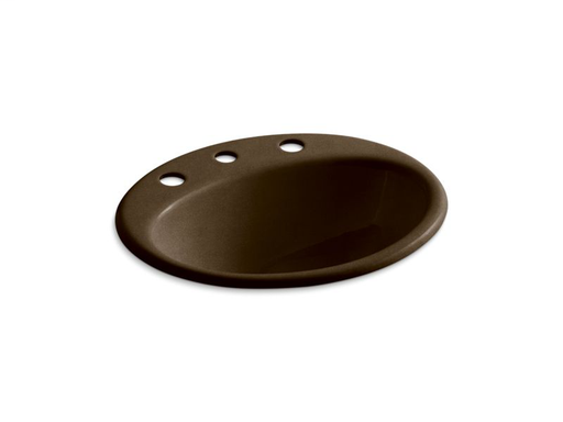 Farmington® drop-in bathroom sink with 8" widespread faucet holes, Black 'n Tan