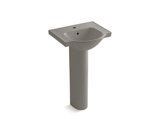 Veer™ 21" pedestal bathroom sink with single faucet hole, Cashmere