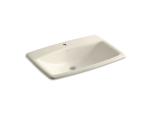 Man's Lav™ drop-in bathroom sink with single faucet hole, Almond