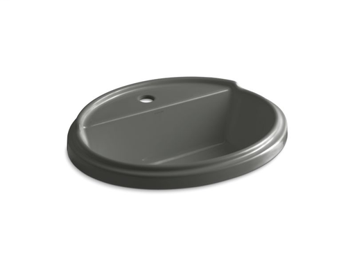 Tresham® oval drop-in bathroom sink with single faucet hole, Thunder Grey