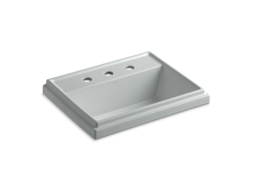 Tresham® rectangular drop-in bathroom sink with 8" widespread faucet holes, Ice™ Grey
