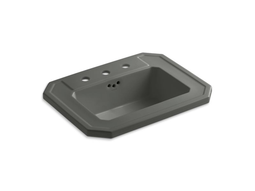 Kathryn® drop-in bathroom sink with 8" widespread faucet holes, Thunder Grey