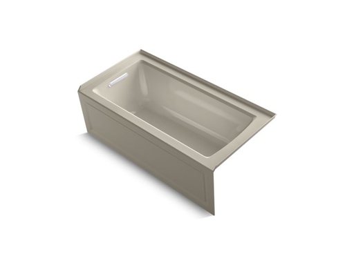 Archer® 60" x 30" alcove VibrAcoustic® bath with integral apron, integral flange and left-hand drain, Sandbar