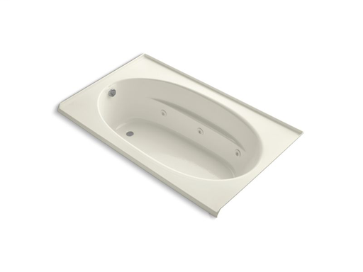 Windward® 72" x 42" alcove whirlpool with integral flange, left-hand drain and heater, Biscuit
