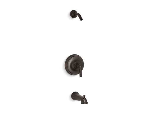 Bancroft® Rite-Temp® bath and shower valve trim with metal lever handle and slip-fit spout, less showerhead, Oil-Rubbed Bronze