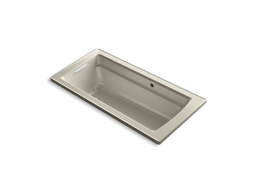 Archer® 66" x 32" drop-in bath with Bask® heated surface and reversible drain, Sandbar