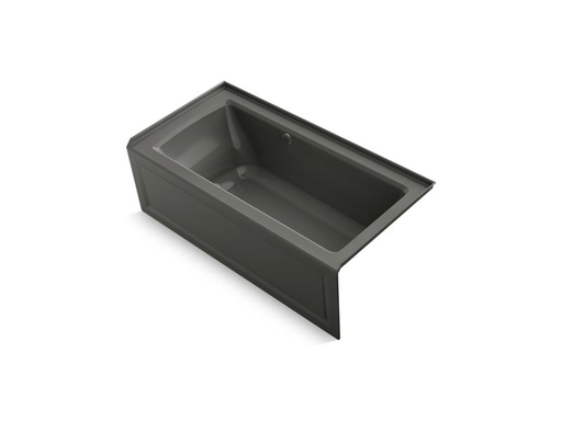 Archer® 60" x 30" alcove BubbleMassage™ Air Bath with integral apron, right-hand drain and Bask™ heated surface, Thunder Grey