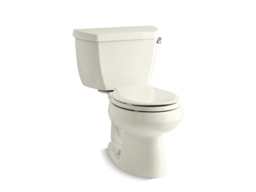 Wellworth® Classic two-piece round-front 1.28 gpf toilet with Class Five® flush technology and right-hand trip lever, seat not included, Biscuit