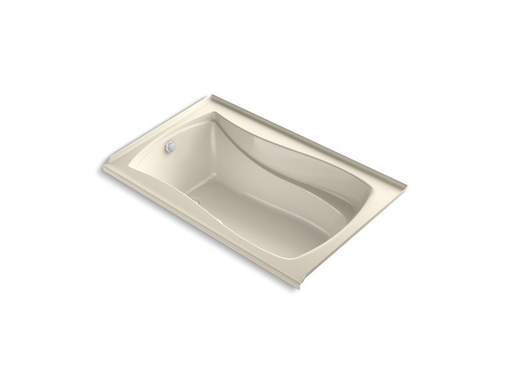 Mariposa® 60" x 36" alcove BubbleMassage™ Air Bath with Bask® heated surface, integral flange and left-hand drain, Almond