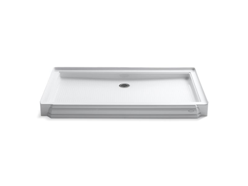 Memoirs® 60" x 34" single threshold rear center drain shower base, White