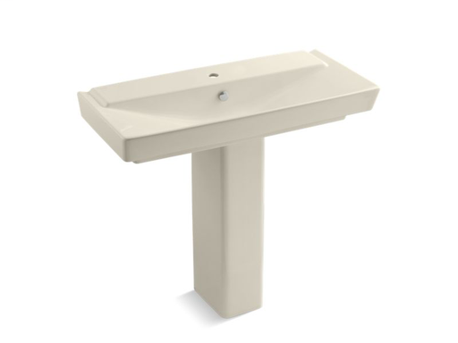 Rêve® 39" pedestal bathroom sink with single faucet hole, Almond
