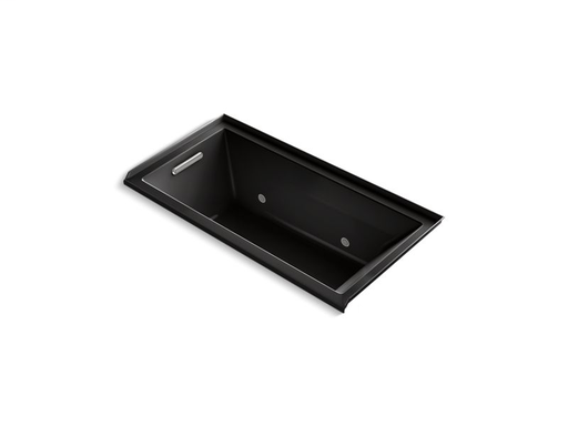Underscore® Rectangle 60" x 30" alcove VibrAcoustic® bath with chromatherapy and left-hand drain, Black Black
