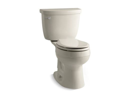 Cimarron® Comfort Height® two-piece round-front 1.28 gpf toilet with AquaPiston® flush technology, left-hand trip lever and Insuliner® tank liner, seat not included, Sandbar