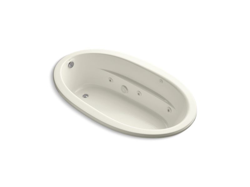 Sunward® 72" x 42" drop-in whirlpool with custom pump location, Biscuit