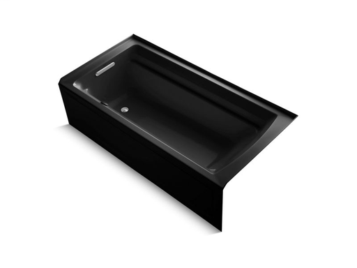 Archer® 72" x 36" alcove BubbleMassage™ Air Bath with integral apron and left-hand drain, Black Black