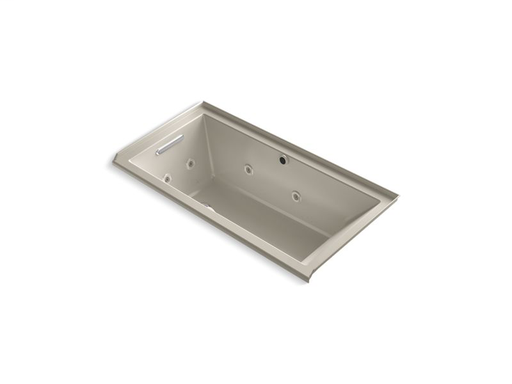 Underscore® Rectangle 60" x 30" alcove whirlpool + BubbleMassage™ Air Bath with integral flange and left-hand drain, Sandbar