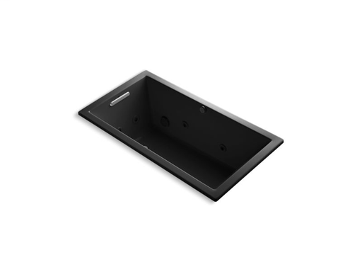 Underscore® Rectangle 60" x 32" drop-in whirlpool with heater without jet trim, Black Black
