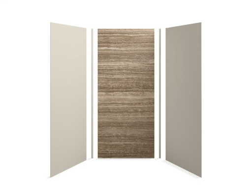 Choreograph® 42" x 42" x 96" shower wall kit, VeinCut Sandbar with Sandbar accents