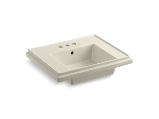 Tresham®24" pedestal bathroom sink basin with 4" centerset faucet holes, Almond