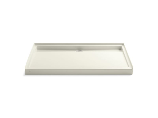 Groove® 60" x 36" single threshold rear center drain shower base, Biscuit