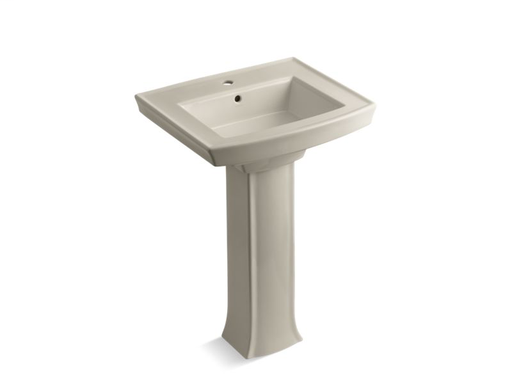 Archer® pedestal bathroom sink with single faucet hole, Sandbar